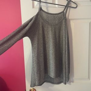 Grey/silver long sleeve top open shoulder